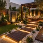 تنسيق حدائق الظهر بالخشب والطبيعة