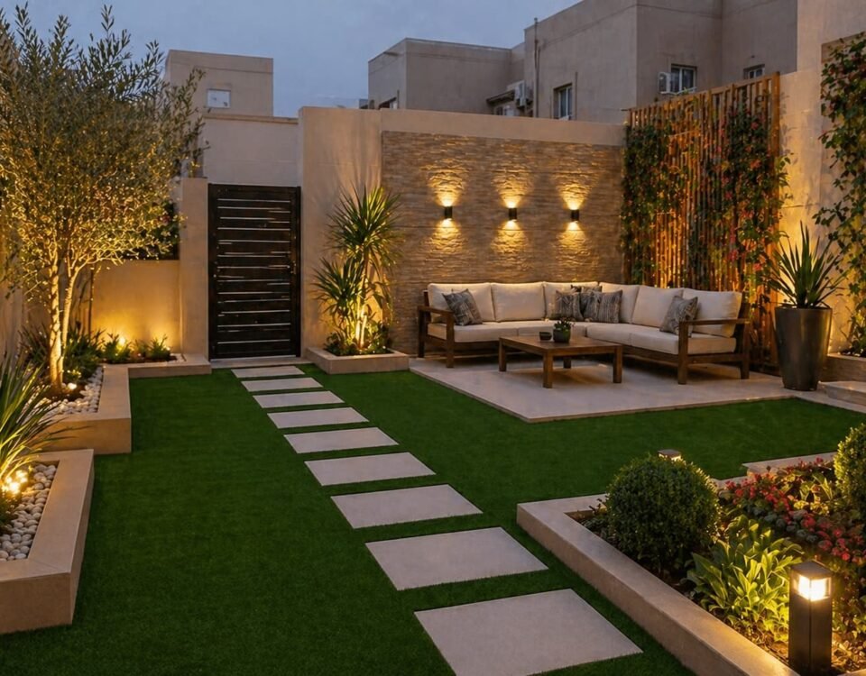 تنسيق حدائق أبو حليفة تصميم بسيط