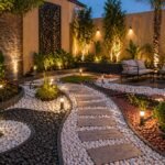 تنسيق حدائق ميناء عبدالله بالحصى الملون