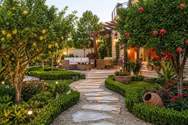 حديقة منزلية بأشجار مثمرة