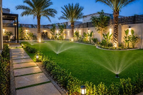 نظام ري حديث في حديقة