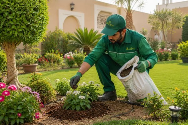 تسميد النباتات داخل الحديقة