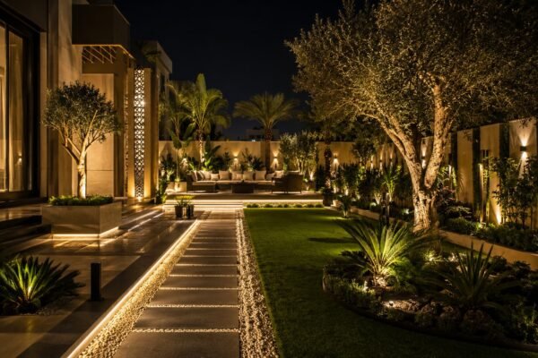 حديقة ليلية فاخرة في الرحاب