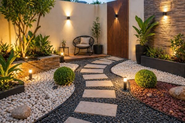 حديقة صغيرة بالحصى الملون