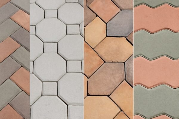 أنواع مختلفة من بلاط المتداخل: تقليدي، مزخرف، سطحي مستوٍ، وحواف متفاوتة