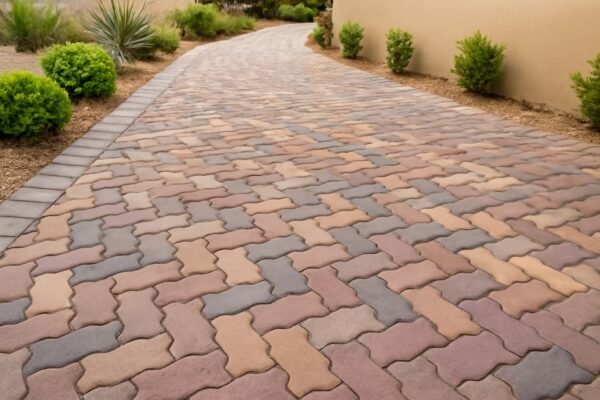 بلاط متداخل مُثبت على ممر خارجي بألوان متنوعة