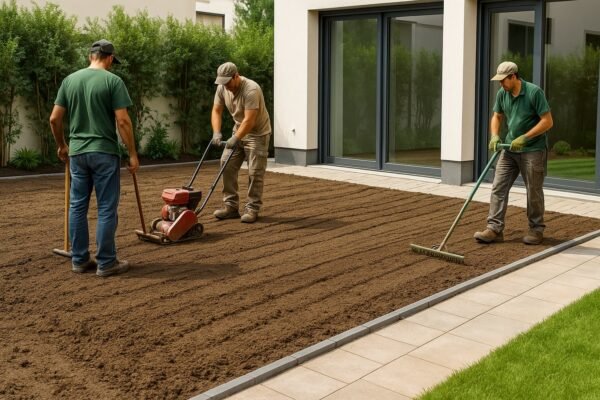 تجهيز تربة حديقة في النزهة بواسطة فريق عمل متخصص