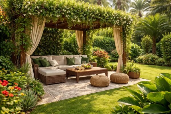 جلسة خارجية محمية داخل حديقة بالكويت