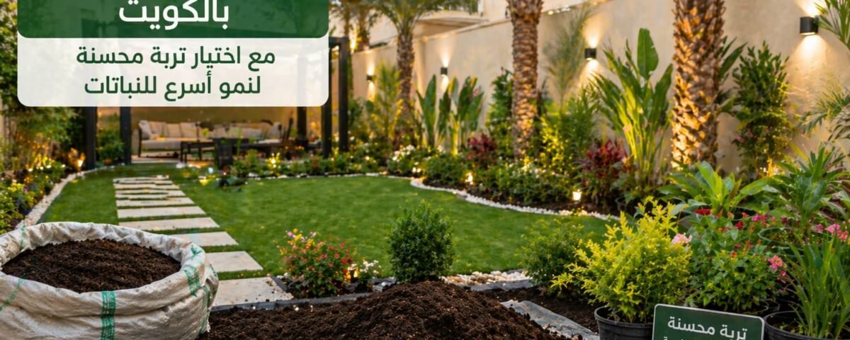 تنسيق حدائق كيفان بالكويت مع تربة محسنة