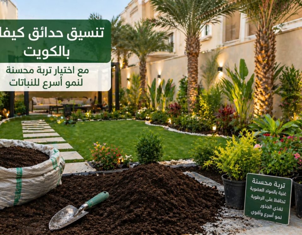 تنسيق حدائق كيفان بالكويت مع تربة محسنة