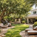 تنسيق حدائق القبلة بالكويت باستخدام الأشجار الكبيرة لتوفير الظل