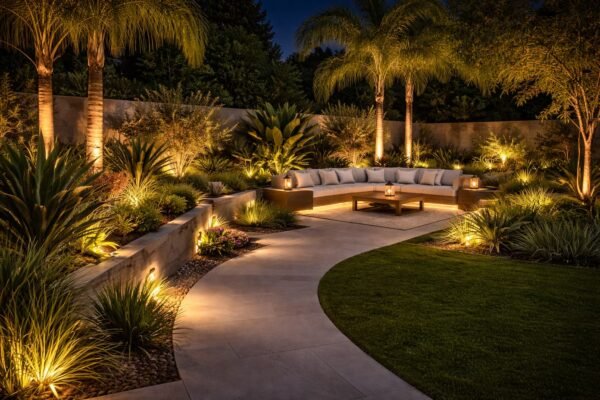 حديقة ليلية بإضاءة مخفية