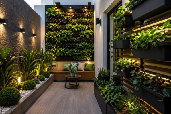 نباتات عمودية وحديقة جدارية في مساحة صغيرة