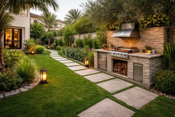 ركن شواء في حديقة منزلية بالكويت