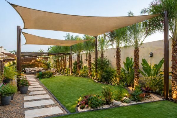 مظلات حديثة لحماية النباتات في الحديقة