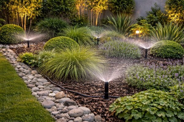 نظام ري حديث داخل حديقة منزلية
