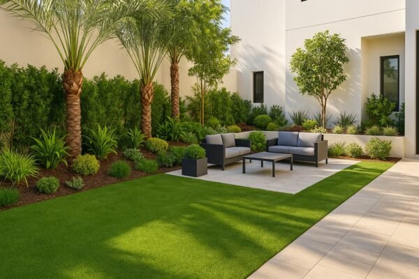 حديقة منزلية بتنسيق حديث في الروضة بالكويت