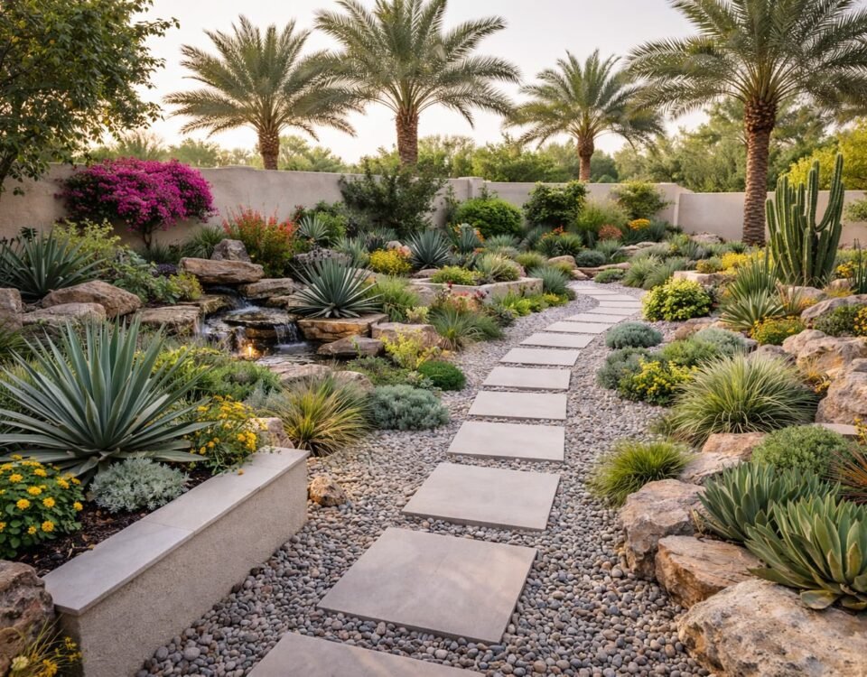 تنسيق حدائق الشرق بتصميم يتحمل الملوحة