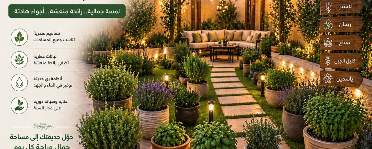تنسيق حدائق النعيم بالنباتات العطرية
