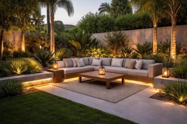 جلسة خارجية بإضاءة مخفية