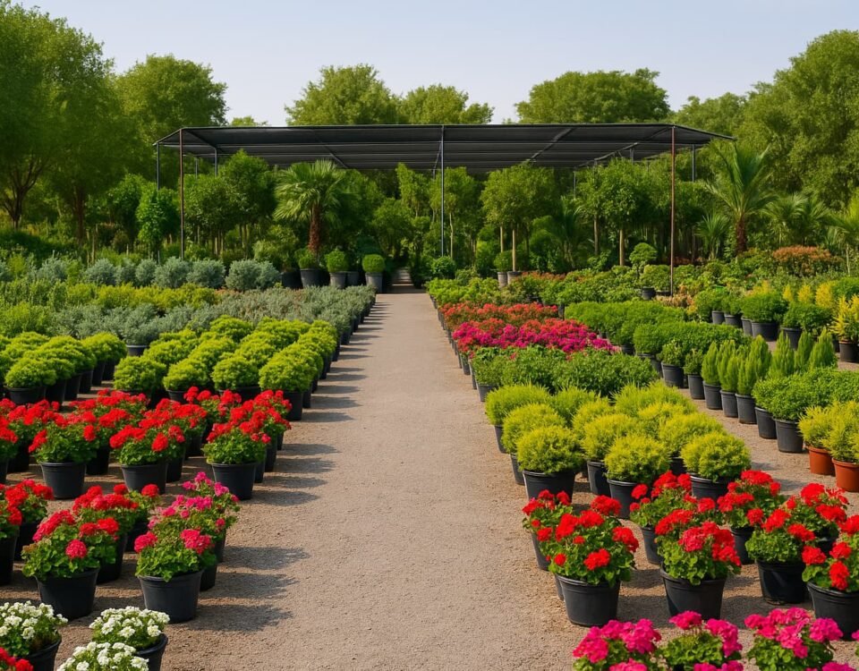 مشاتل الكويت يحتوي على شتلات وزهور ونباتات متنوعة