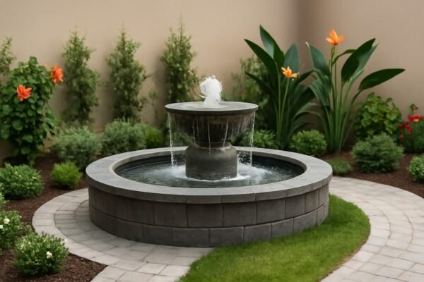 نافورة مائية في حديقة منزلية بمبارك الكبير
