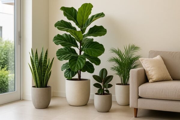 نباتات داخلية مزروعة في أواني حديثة داخل منزل كويتي