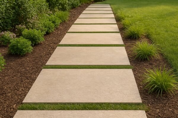 ممر حجري مستقيم في حديقة خارجية