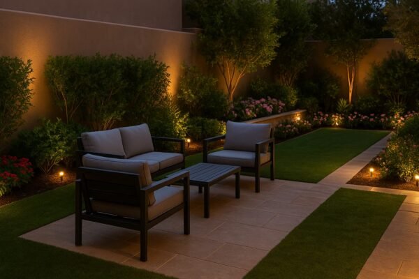 حديقة راقية في جابر الأحمد بجلسة خارجية حديثة