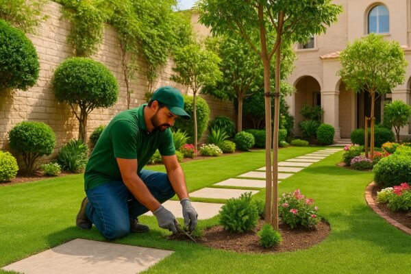 مصمم حدائق في الرميثية يقوم بتنسيق حديقة منزلية