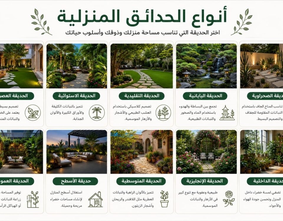 أنواع الحدائق المنزلية بتصاميم متنوعة