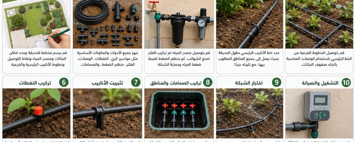 خطوات تركيب شبكة الري بالتنقيط بسهولة