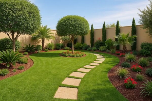 حديقة بتنسيق مسارات وزراعة منظمة