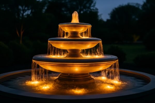 نافورة متعددة المستويات مع إضاءة ليلية مدهشة