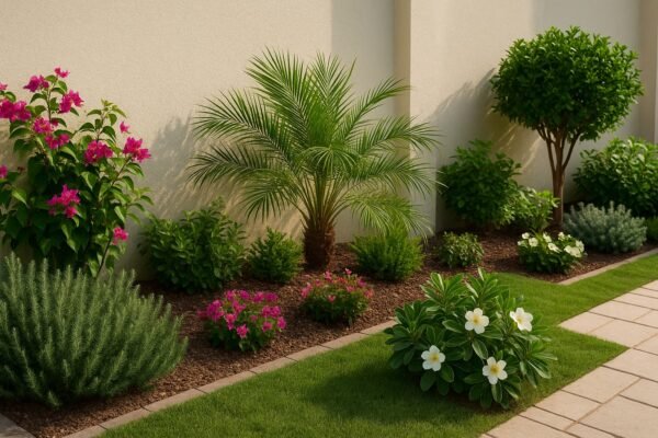 نباتات متنوعة مزروعة في حديقة منزلية