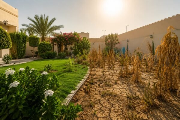 نباتات متضررة بسبب حرارة الصيف