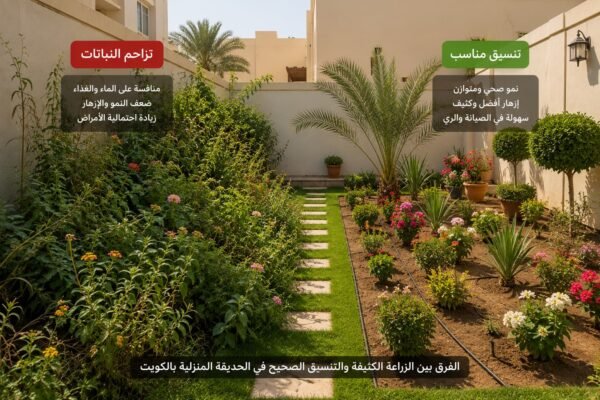 تزاحم النباتات في حديقة منزلية