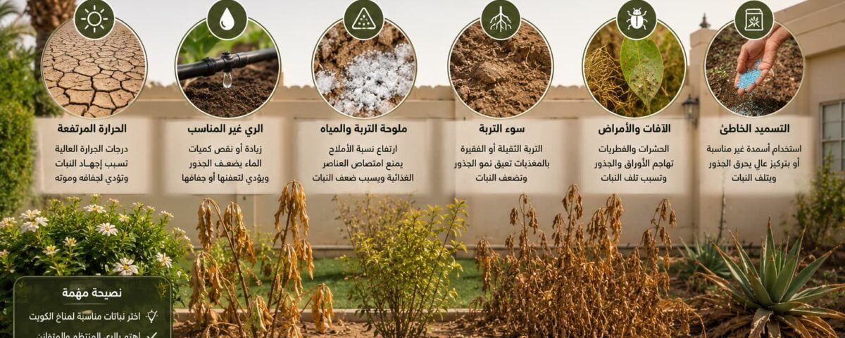 لماذا تموت النباتات بالحدائق في الكويت